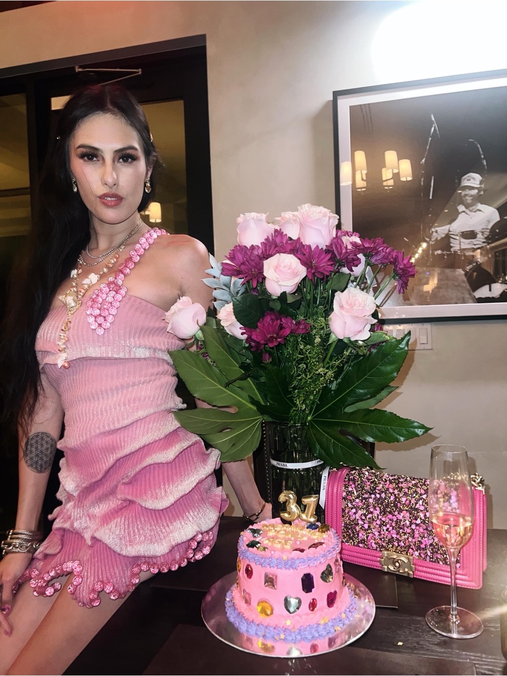 Pink One-Shoulder Ruffle Mini Dress - Picture 4 of 5